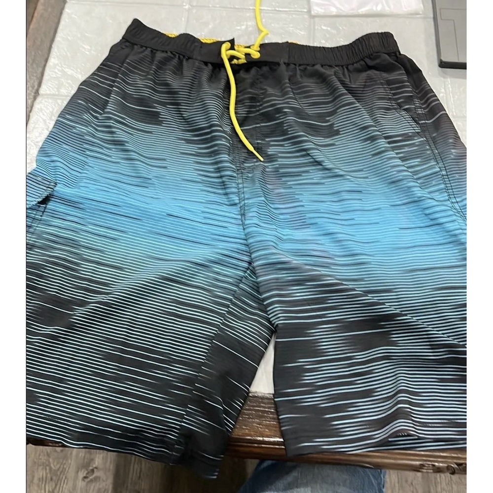 Banana Boat Mens Blue Striped UPF 50+ Swim Trunks Size 2XL
